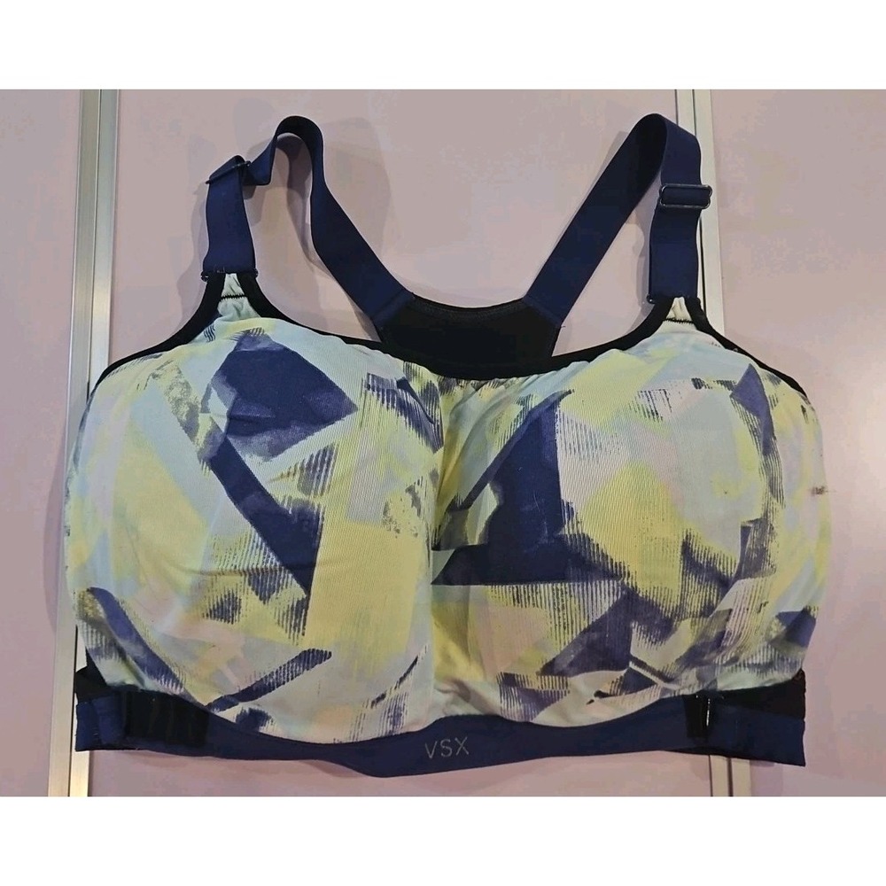VSX Victorias Secret‎ 36DDD Incredible Sports Bra Wireless Blue Abstract  Int17